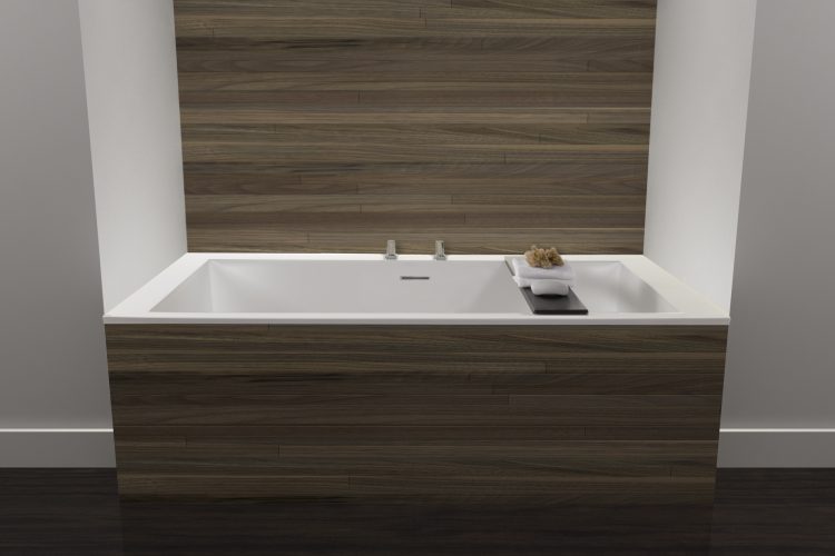 Alcove tub / Drop in Bathtubs with thick edges, white finish and wood exterior by stage.wetstyle.ca