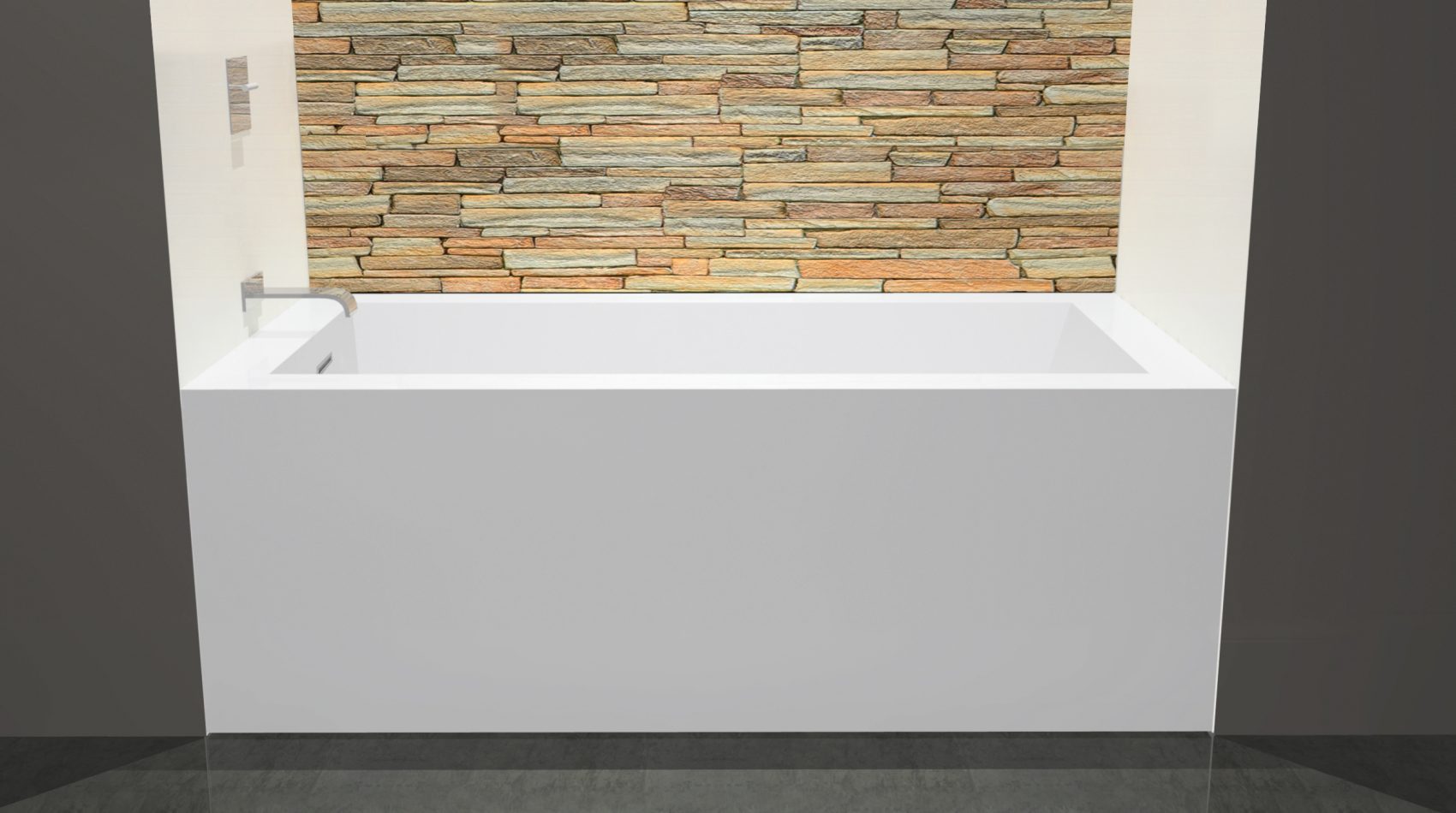 Alcove tub in white finish. Bathtub shower combo