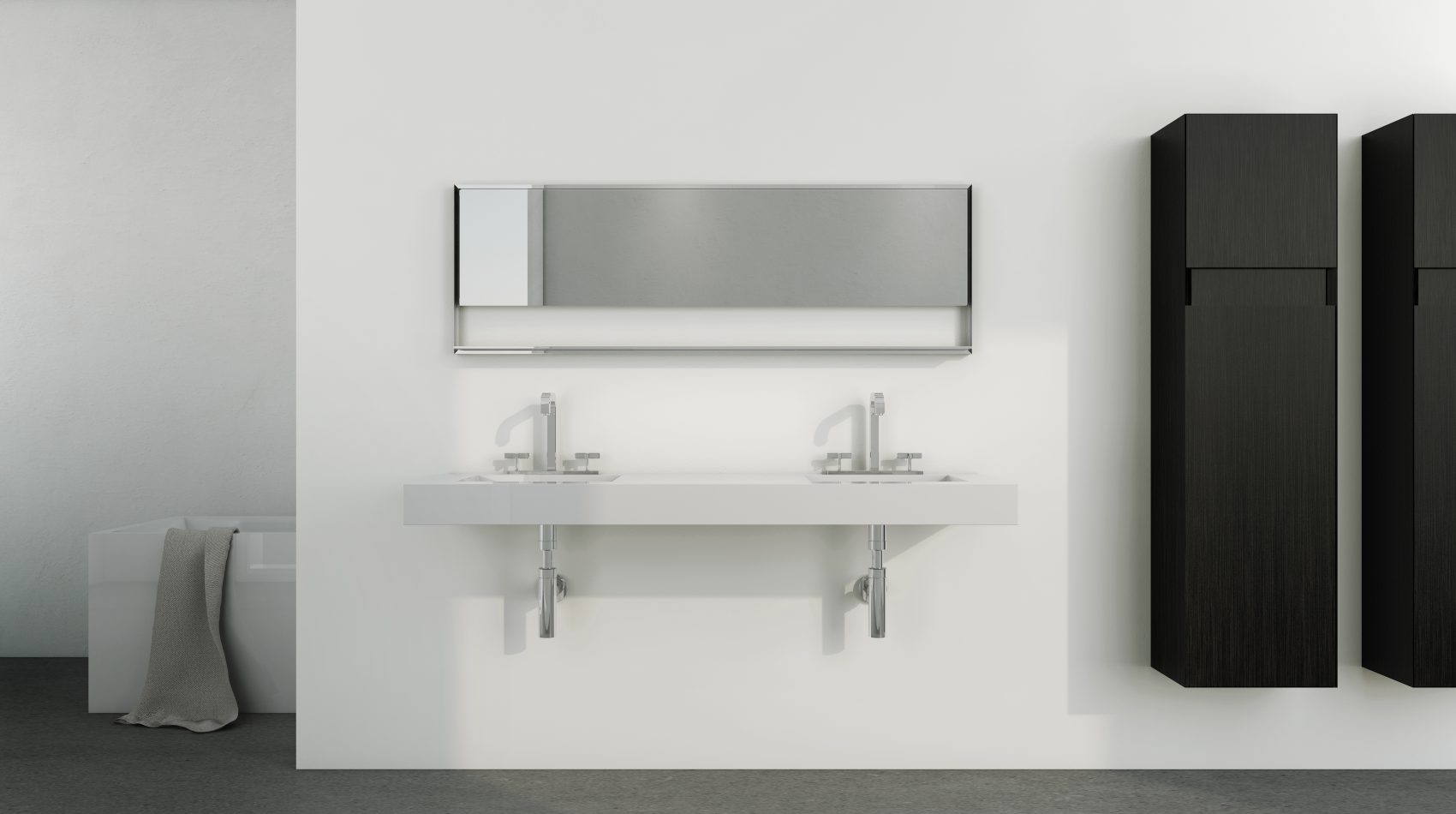 Floating Sinks that are eco friendly, with dual faucets.