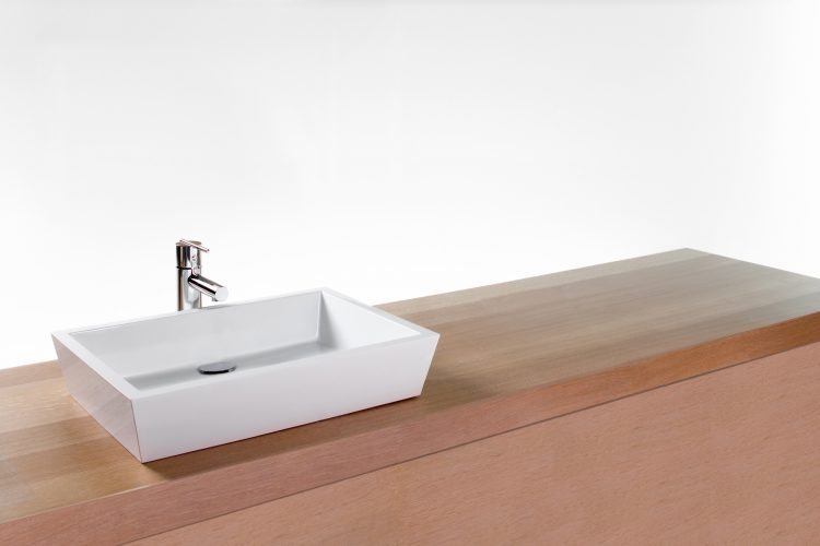 Vessel Sink, white finish, square, eco friendly.