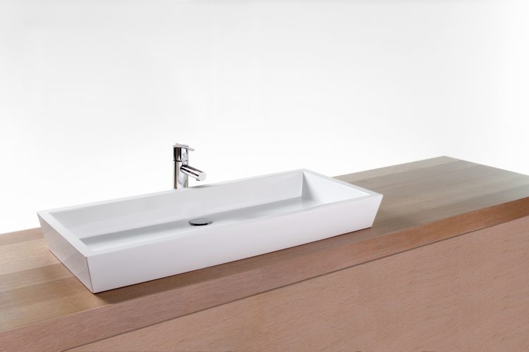 Vessel Sink, white finish, large rectangle, eco friendly.