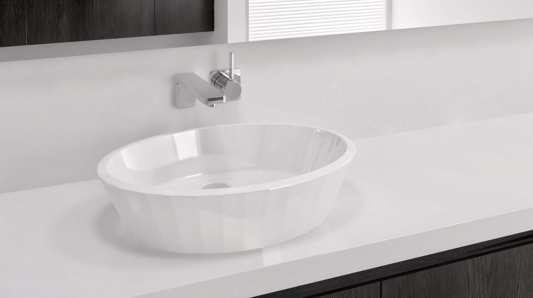 Vessel Sink, white finish, small oval, eco friendly.