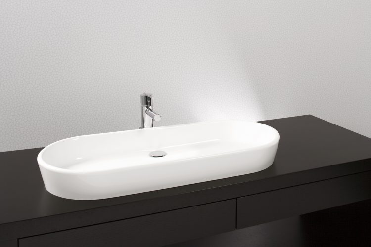 Vessel Sink, white finish, large long oval, eco friendly.