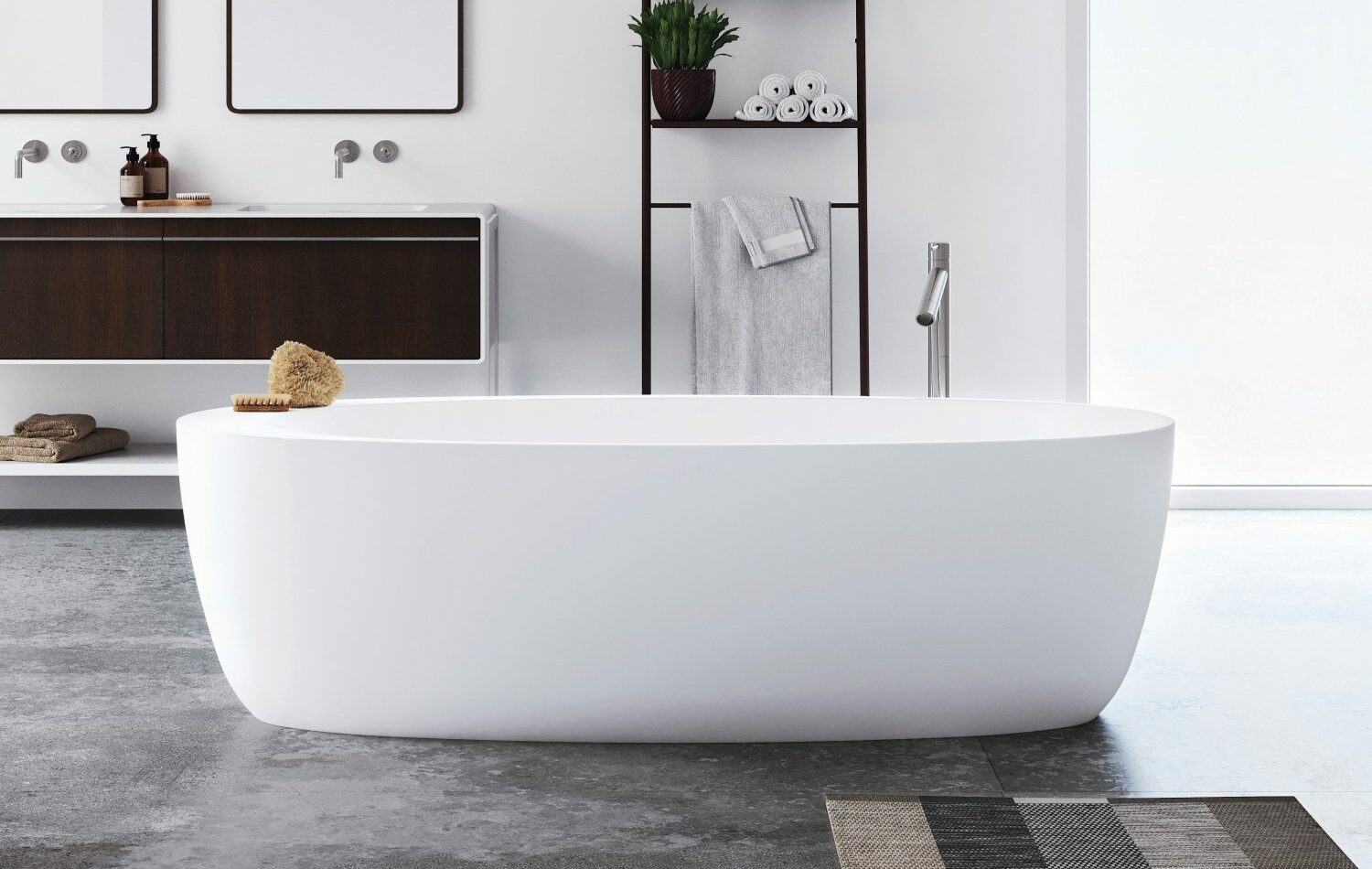 Eco friendly freestanding bathtubs, high gloss white finish