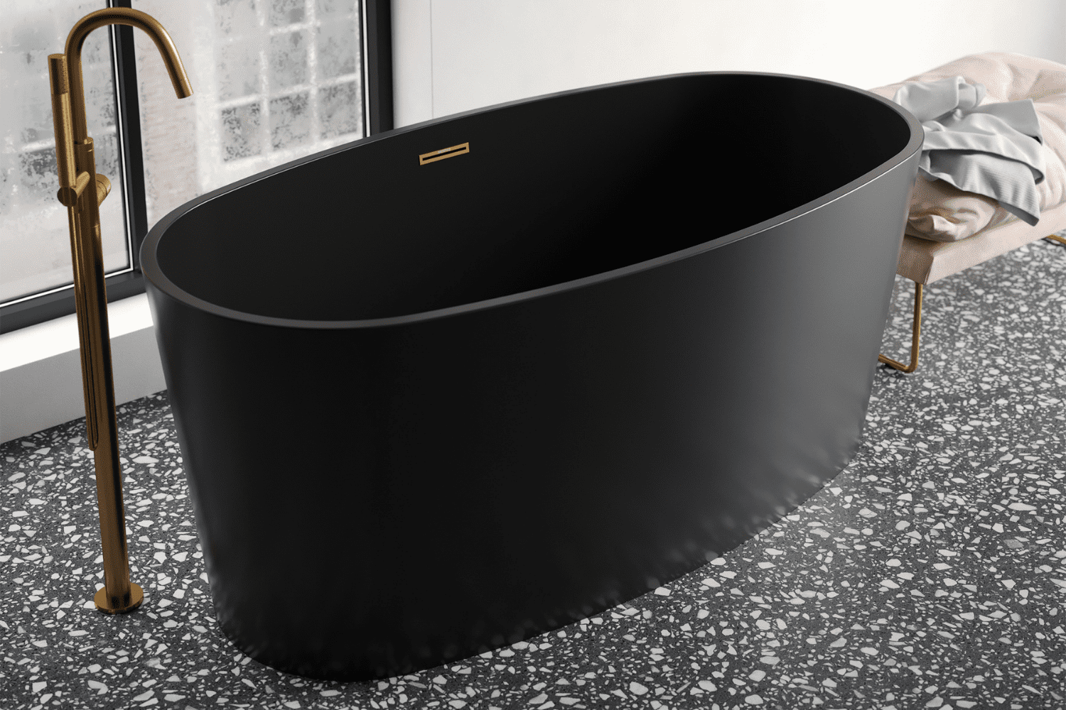 Eco friendly freestanding bathtub, matte black finish